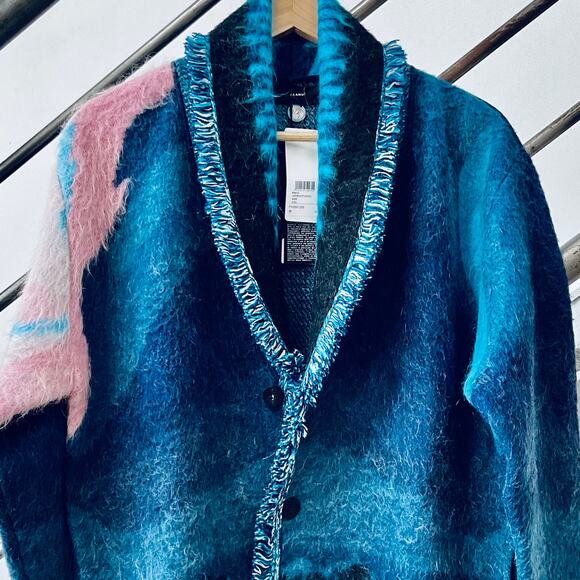 ALANUI: Men's Brushed Wool Blend Aurora Borealis Cardigan -M - Picture 3 of 10